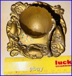 Antique VICTORIAN Egg Cup Hand Painted w Wishbone Accent Brass Color NICE! RARE