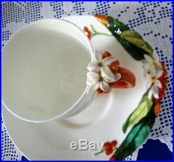 Antique VICTORIAN FLOWER HANDLE Hand Painted Cabinet Cup And Saucer BROWNFIELD