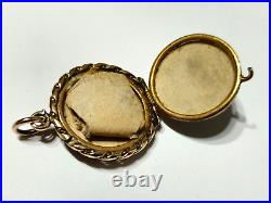 Antique VICTORIAN GF Hand-Painted MINIATURE Double-Sided PENDANT LOCKET c. 1880's