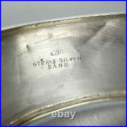 Antique VICTORIAN Sterling Silver & Metal HAND ENGRAVED BELLFLOWER CUFF BANGLE