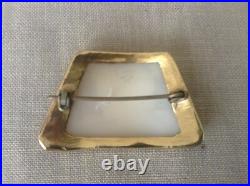 Antique Victorian18K Gold Hand made Frame Trapezoid Hand Carved Shell Cameo 7.7g