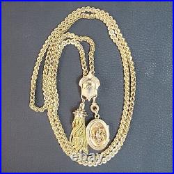 Antique Victorian 10K & 14K Yellow Gold Slide Long Fancy Chain Sautoir Necklace