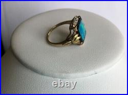 Antique Victorian 10K GOLD HAND WROUGHT FIRE OPAL ONYX AND SEED PEARL RING