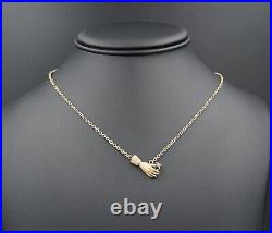 Antique Victorian 10k 14k Gold Star Sapphire Hand Pendant Necklace 16.5 NG1463