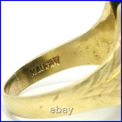 Antique Victorian 10k Gold Black Onyx Hand Engraved Floral Initial R Ring