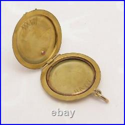 Antique Victorian 10k Gold Filled Hand Etched Paste Locket Pendant