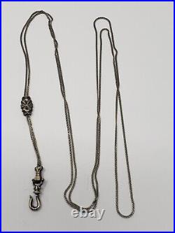 Antique Victorian 10k Gold Hand Fist Fob Long Watch Or Slide Chain Necklace 27