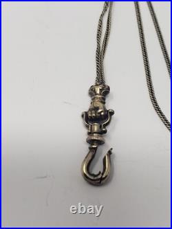 Antique Victorian 10k Gold Hand Fist Fob Long Watch Or Slide Chain Necklace 27