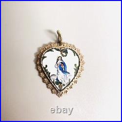 Antique Victorian 10k Rose Gold Hand-Painted Heart Pendant