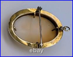 Antique Victorian 10k Yellow Gold Cameo Brooch Swivel Pendant Hand Carved Shell