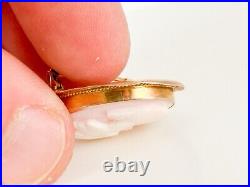 Antique Victorian 10k Yellow Gold Cameo Brooch Swivel Pendant Hand Carved Shell