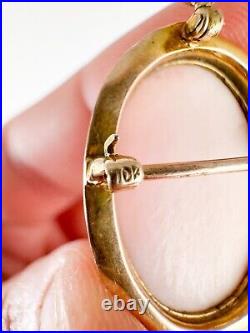 Antique Victorian 10k Yellow Gold Cameo Brooch Swivel Pendant Hand Carved Shell
