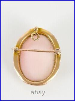 Antique Victorian 10k Yellow Gold Cameo Brooch Swivel Pendant Hand Carved Shell