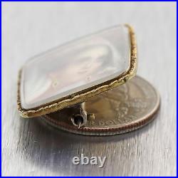 Antique Victorian 10k Yellow Gold French Miniture Hand Painted Enamel Pin