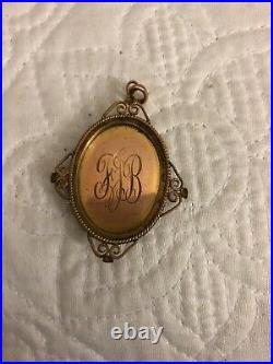 Antique Victorian 10k Yellow Gold Hand Painted Porcelain Cameo Pendant Rare