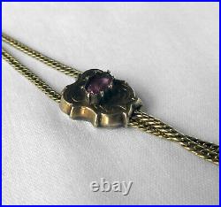 Antique Victorian 12K Gold Amethyst Slide Watch Chain Necklace Hand Motif 19g