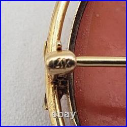 Antique Victorian 14KT Yellow Gold Hand Carved Portrait Cameo Brooch