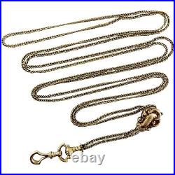 Antique Victorian 14K 52.75 Long Guard Chain with Slide and Hand Clasp 22.2g