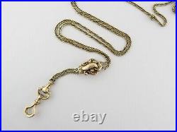 Antique Victorian 14K 52.75 Long Guard Chain with Slide and Hand Clasp 22.2g