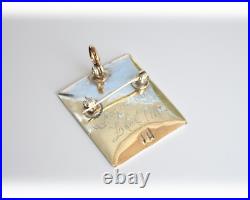 Antique Victorian 14K Gold Enamel Portrait Brooch Pendant Hand Painted