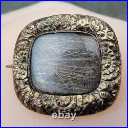 Antique Victorian 14K Gold Mourning Brooch Hair Works Hand Carved Designs 4.4 Gr