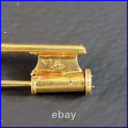 Antique Victorian 14K Yellow Gold Floral Design + 3 Small Diamonds Bar Brooch