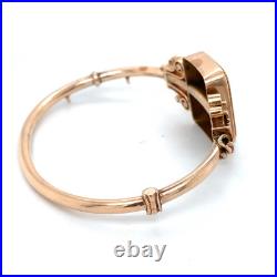 Antique Victorian 14K Yellow Gold Hand Carved Crane Water Bird Hinged Bangle