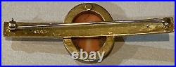 Antique Victorian 14k Gold Carved Coral Cameo Hand Engraved Bar Brooch Pin 7.9gr