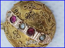 Antique Victorian 14k Gold Diamond Hand Mano Cornuto Evil Eye Pendant Charm HUGE