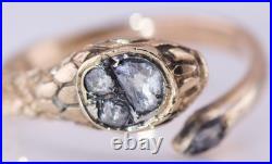 Antique Victorian 14k Gold Diamond Snake Ladies Love Ring c1892- Hand Engraved