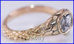 Antique Victorian 14k Gold Diamond Snake Ladies Love Ring c1892- Hand Engraved