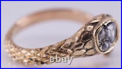 Antique Victorian 14k Gold Diamond Snake Ladies Love Ring c1892- Hand Engraved