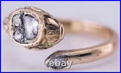Antique Victorian 14k Gold Diamond Snake Ladies Love Ring c1892- Hand Engraved