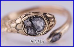 Antique Victorian 14k Gold Diamond Snake Ladies Love Ring c1892- Hand Engraved
