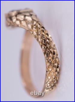 Antique Victorian 14k Gold Diamond Snake Ladies Love Ring c1892- Hand Engraved