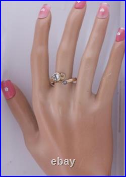 Antique Victorian 14k Gold Diamond Snake Ladies Love Ring c1892- Hand Engraved