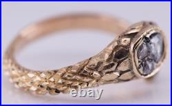Antique Victorian 14k Gold Diamond Snake Ladies Love Ring c1892- Hand Engraved