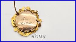 Antique Victorian 14k Solid Gold Mounted Hand Painted Portrait Pin, Elsie 1901