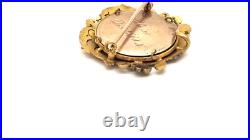 Antique Victorian 14k Solid Gold Mounted Hand Painted Portrait Pin, Elsie 1901