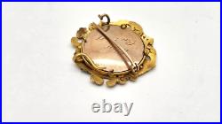 Antique Victorian 14k Solid Gold Mounted Hand Painted Portrait Pin, Elsie 1901