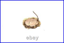 Antique Victorian 14k Solid Gold Mounted Hand Painted Portrait Pin, Elsie 1901