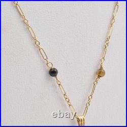 Antique Victorian 14k Yellow Gold Black Onyx & Pearl Ladies Pendant Necklace