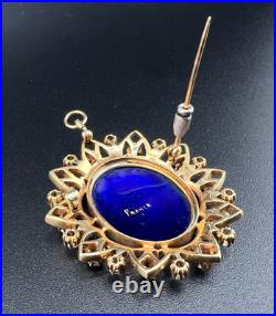 Antique Victorian 14k Yellow Gold French Hand Painted Enamel Diamond Brooch Pin