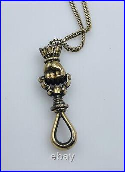 Antique Victorian 14k Yellow Gold Hand Fist Fob Long Watch Chain Necklace 50