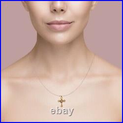 Antique Victorian 14k Yellow Gold Seed Pearl Hand Engraved Cross Pendant