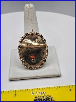 Antique Victorian 14k gold Pearl hand Painted brooch pendant