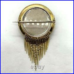 Antique Victorian 14k yellow gold star pearl turquoise fringe locket brooch pin