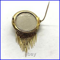 Antique Victorian 14k yellow gold star pearl turquoise fringe locket brooch pin