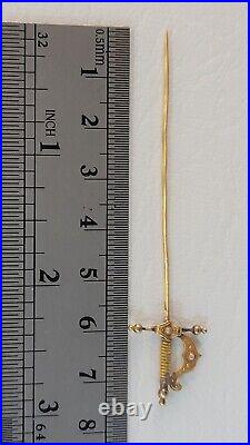 Antique Victorian 14kt Yellow Gold with Seed Pearls Detailed +Sword Saber Stickpin