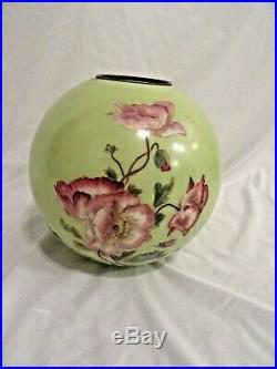 Antique Victorian 1870 1900 Hand painted Rose Ball Oil lamp shade
